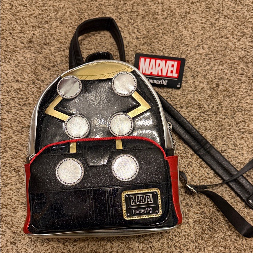 Loungefly Marvel Thor Mini Backpack - Black, Red, Gold